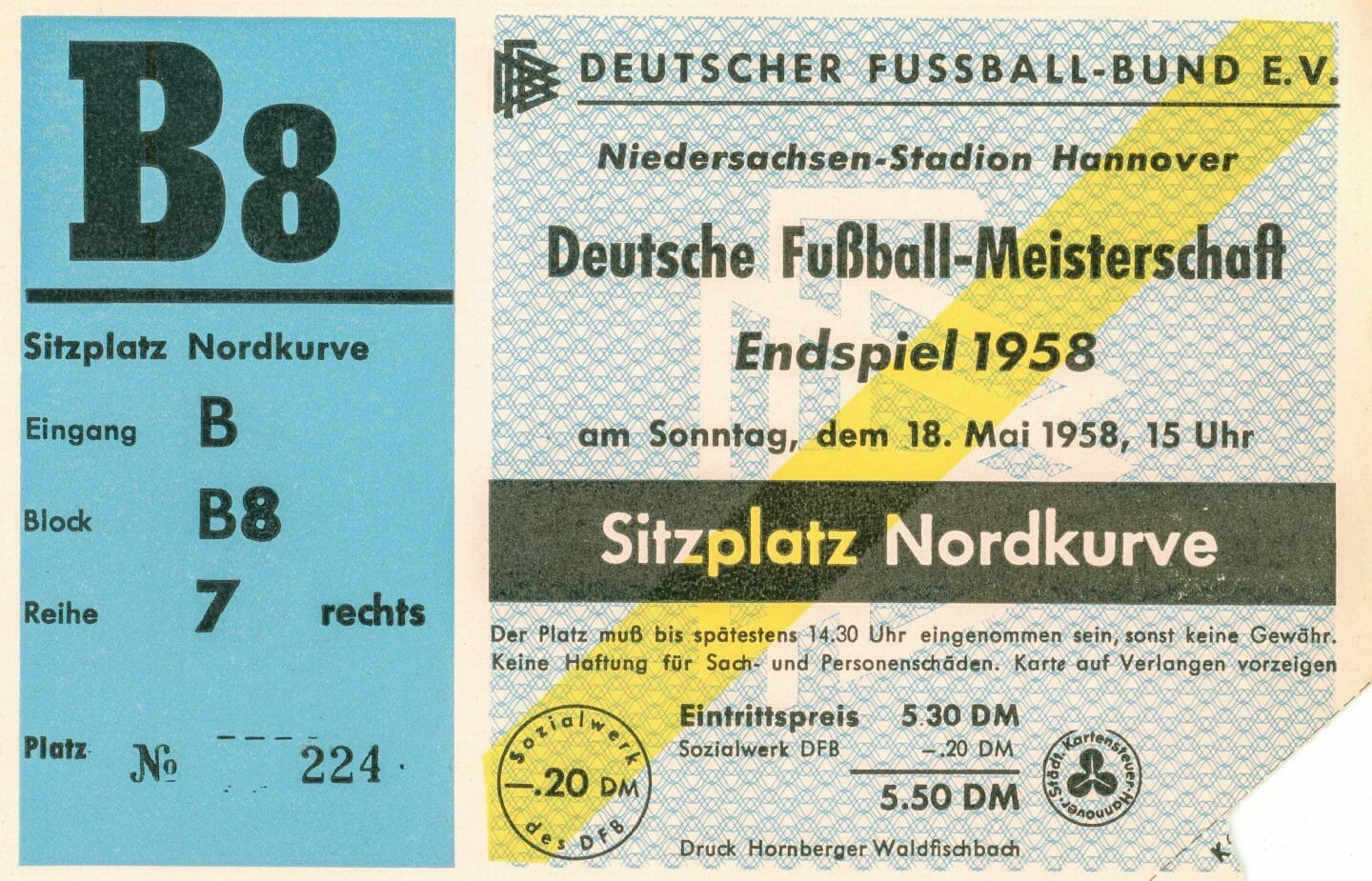 1958 Ticket Endspiel um die Deutsche Meisterschaft