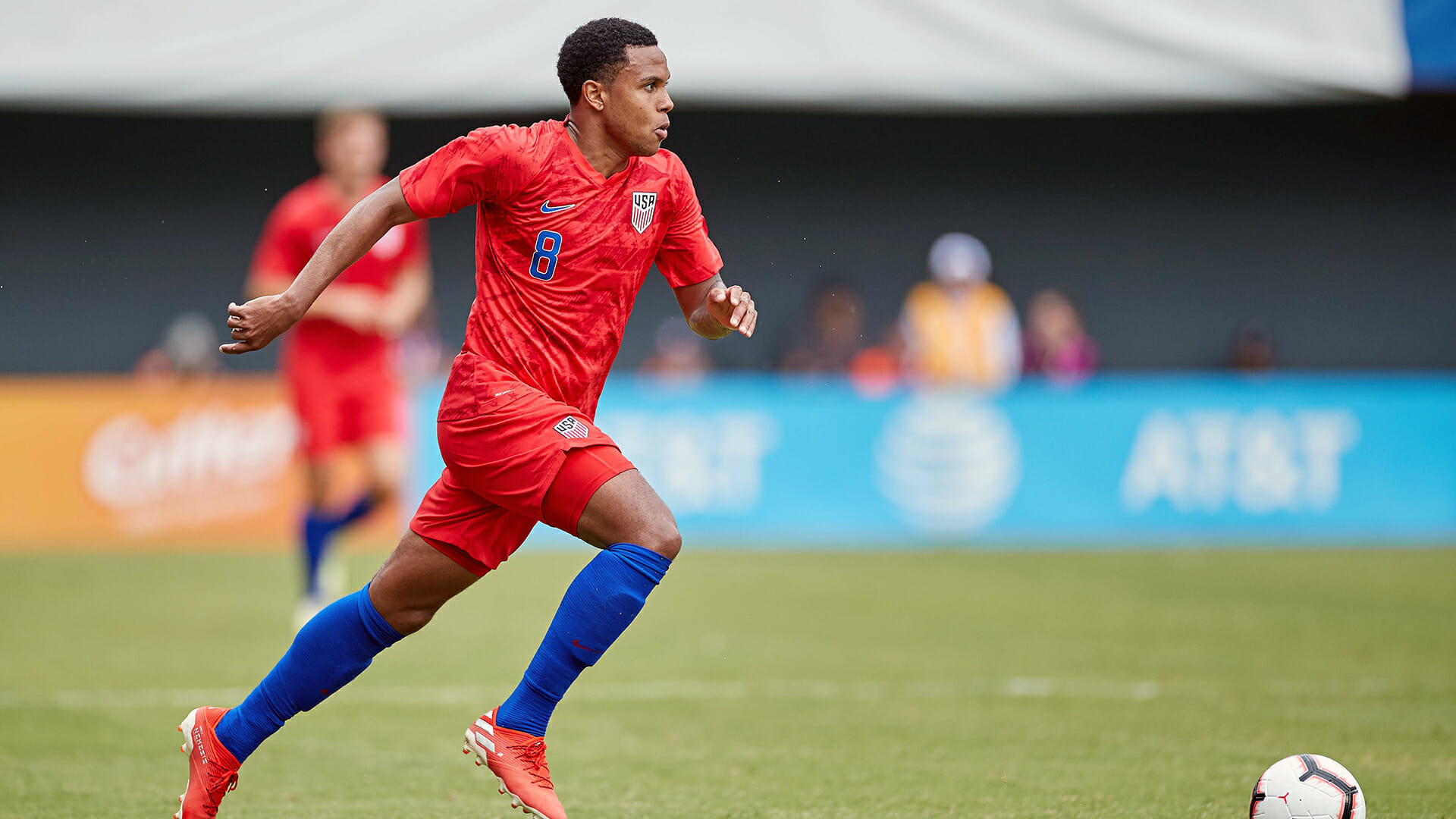 CINCINNATI OH JUNE 09 Weston Mckennie 8 of the United States dribbles the ball in action durin
