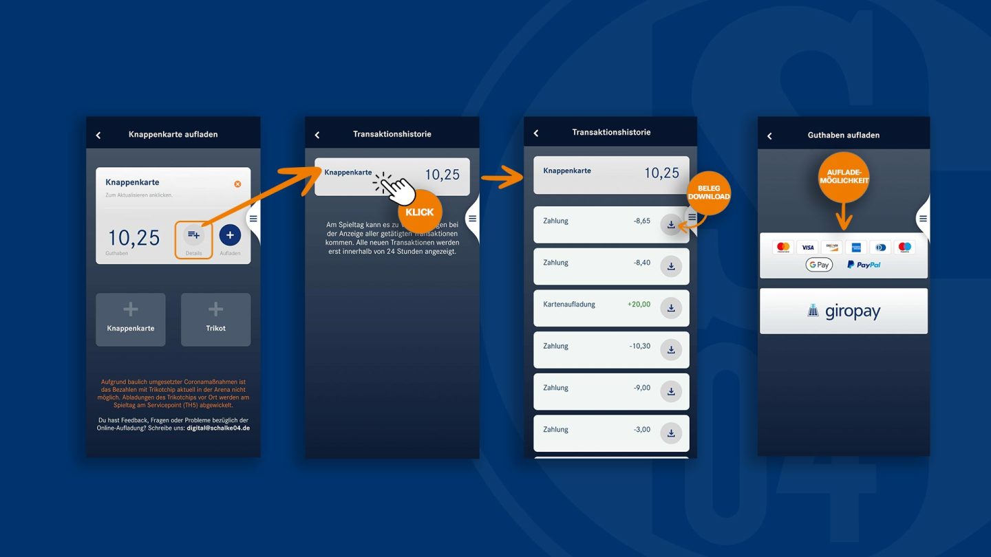Schalke 04 App - Knappenkarte digital aufladen