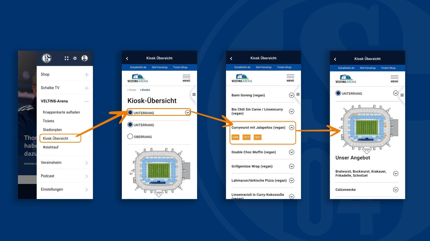 Schalke 04 App - Kiosk-Übersicht