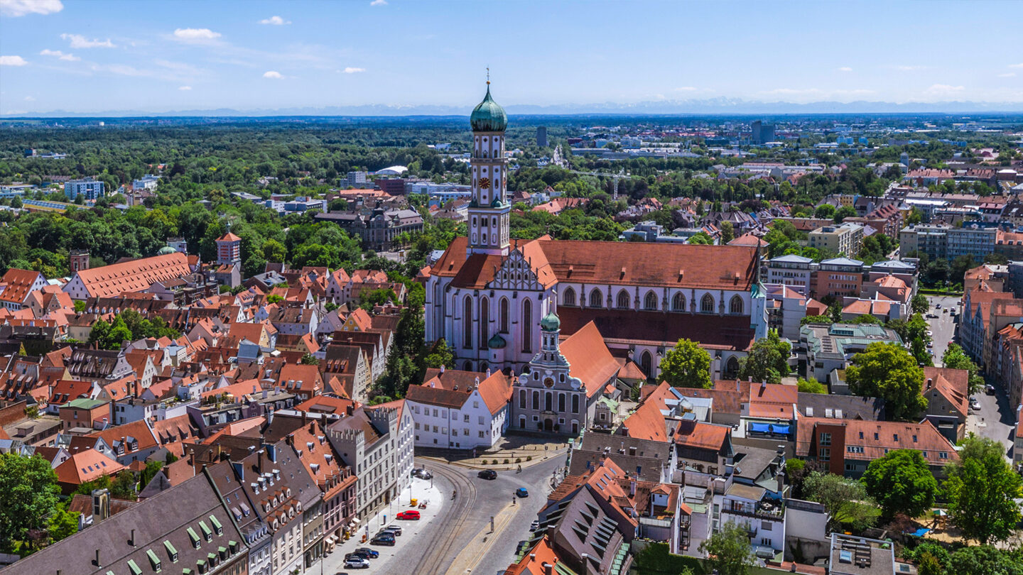 Luftbild der Augsburger Altstadt