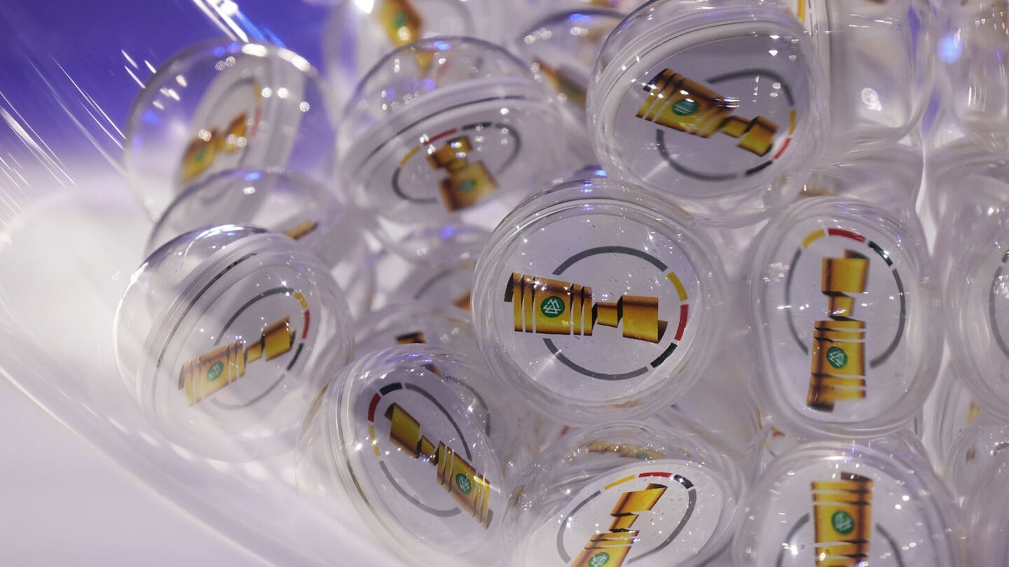 The balls for the DFB-Pokal draw.