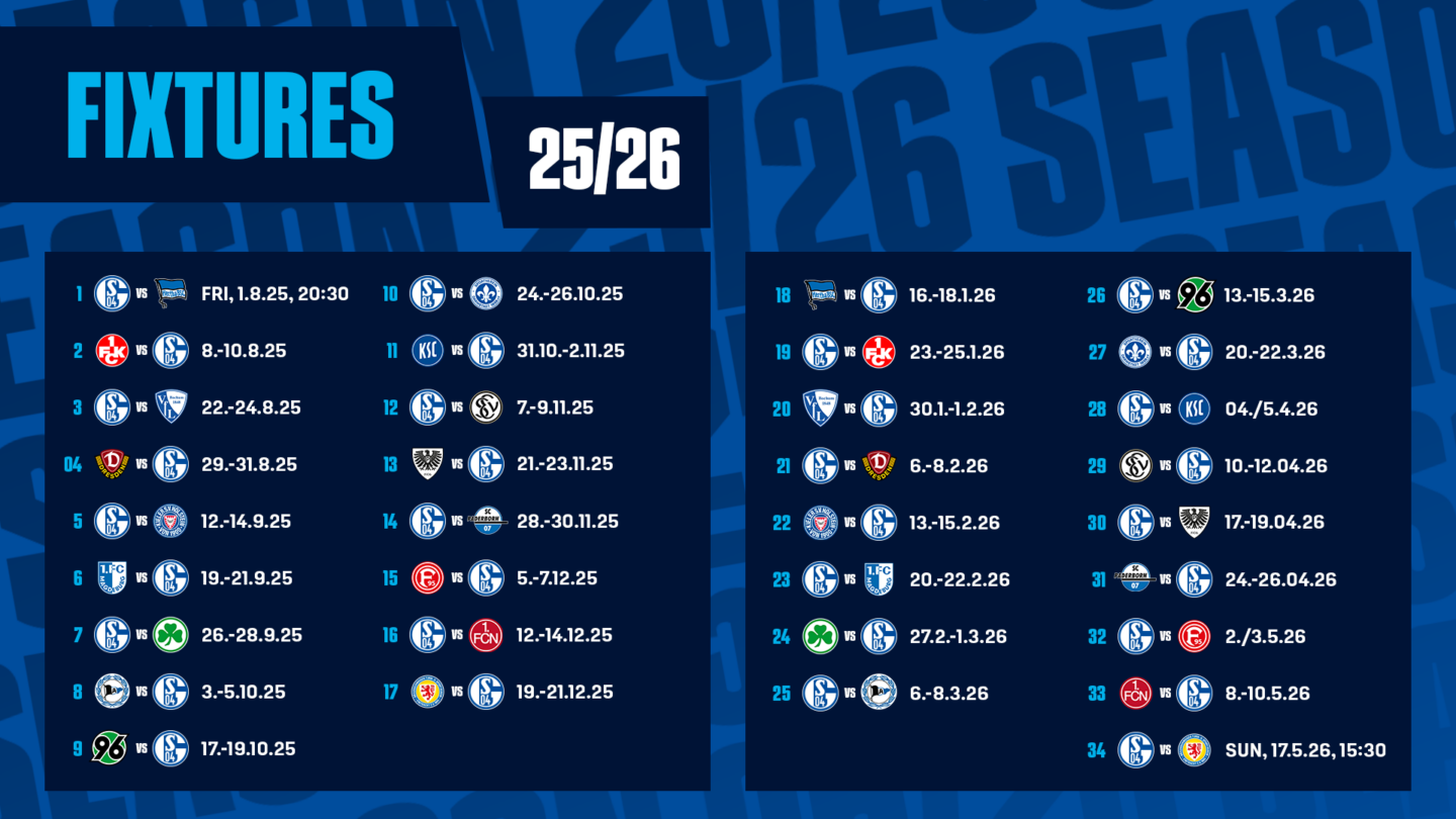 Graphic showing Schalke's fixtures for the 2025/26 season