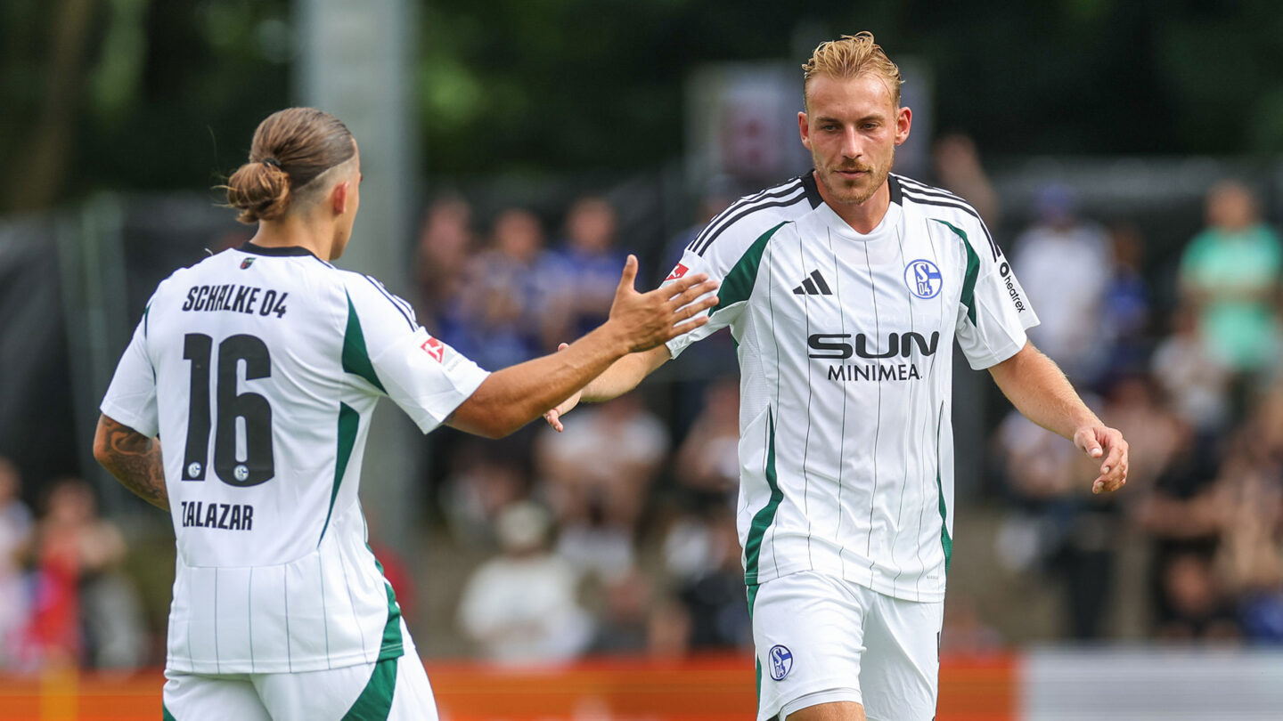 Timo Becker and Mauro Zalazar celebrate a goal