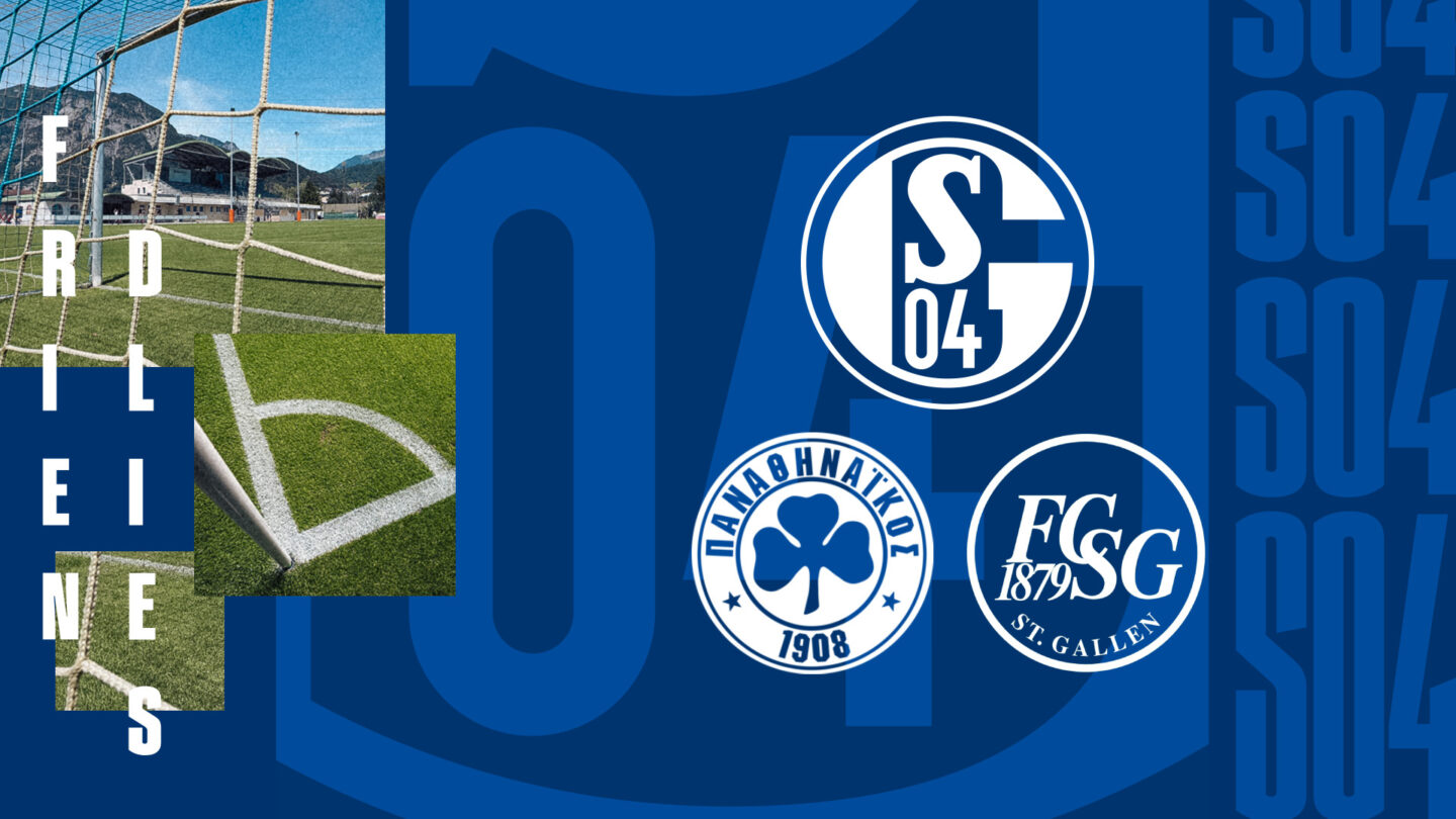 Graphic with the logos of FC Schalke 04, Panathinaikos and FC St. Gallen