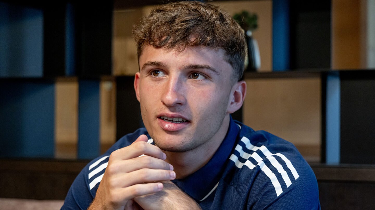 Vitalie Becker is interviewed in the team hotel.